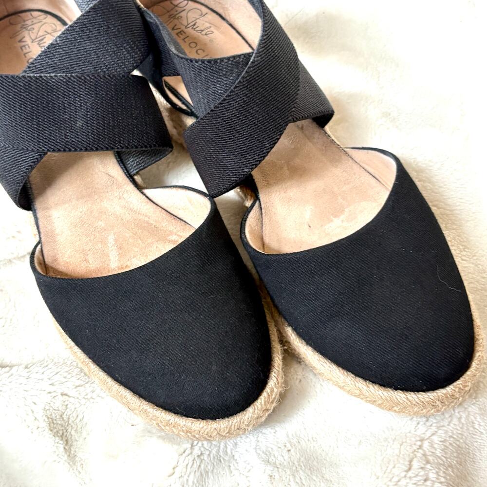 LifeStride Keaton Espadrille Wedge Heels 8.5 Black Pumps Sandals Life Stride - Picture 5 of 9